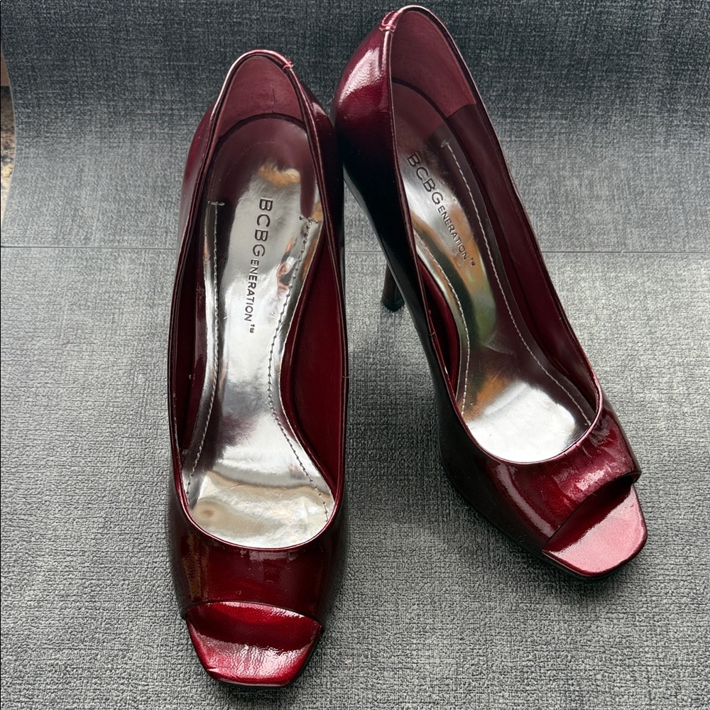 BCBGeneration Ariel - Deep Red Peep Toe Heels - Size 7